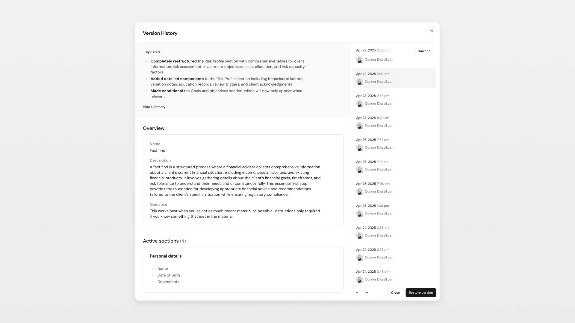Document Templates Version Control