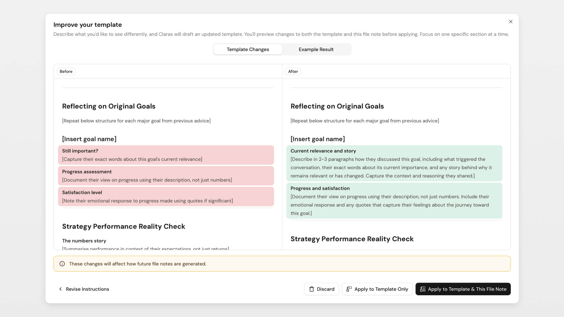 Preview Template Changes